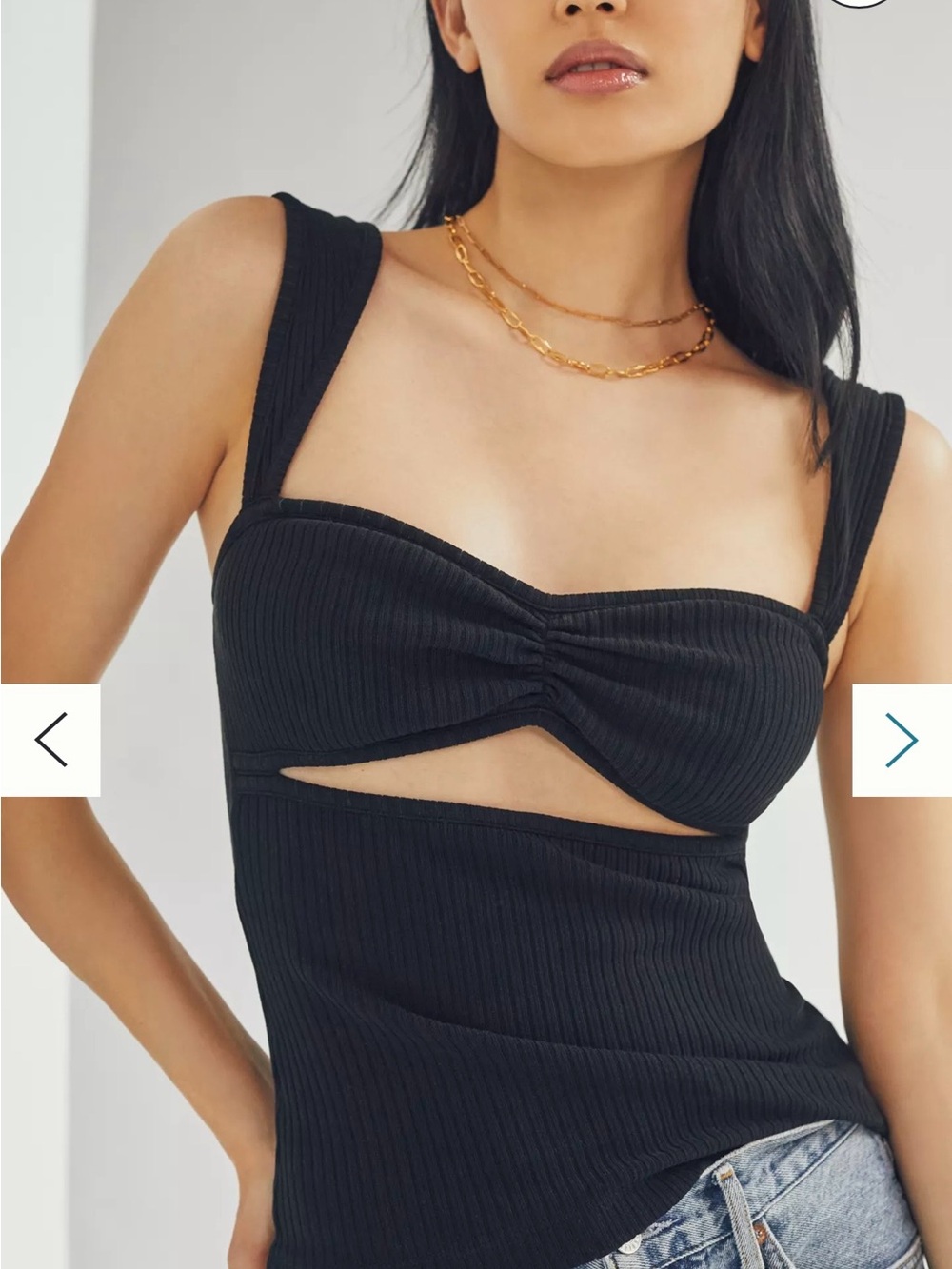 Agolde Black Ribbed Twist-Front Tank